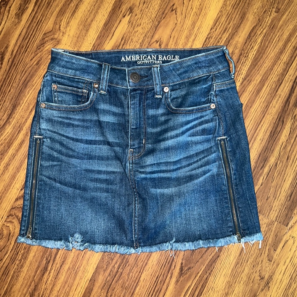 High waisted jean skirt